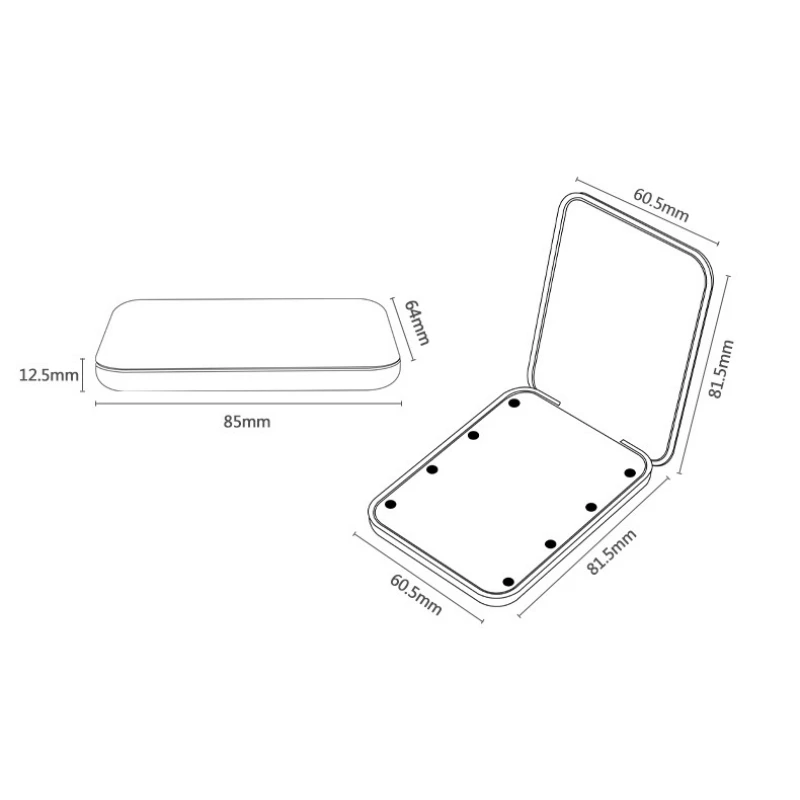 Compact Folding Mirror Portable Mini LED Makeup Mirror With 8 LED, 2x Magnification Button Battery Powered - Image 3