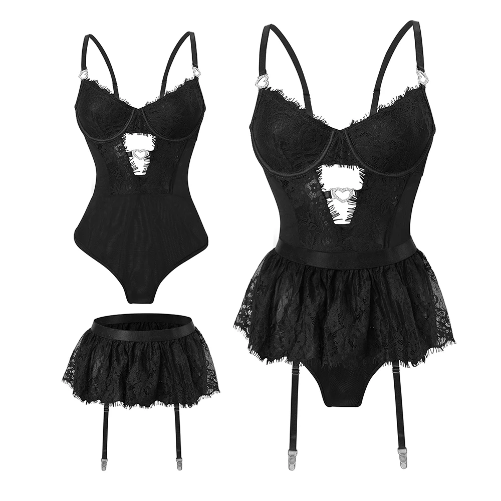 Voltsify Sexy Bodysuit Lingerie Set with Garter Belt - Image 3