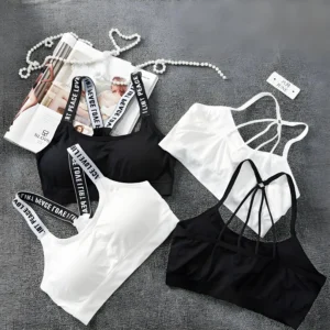 Sports underwear Women Yoga Fitness Seamless Crop Top Wide Letter Straps Comfortable Workout Activewear
