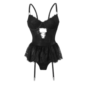 Voltsify Sexy Bodysuit Lingerie Set with Garter Belt