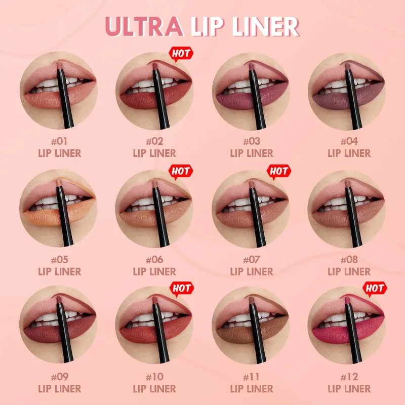 Waterproof Matte Lipliner Pencil Red Contour Tint Lipstick Long Lasting Non-stick Cup Moisturising Lips Makeup 12 Colors - Image 4