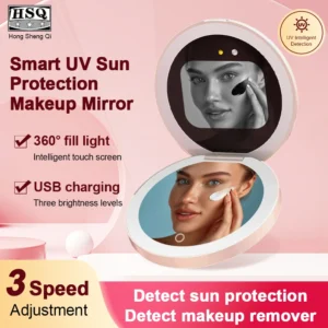 2.8-Inch Display Portable Makeup Mirror Mini Smart Sunscreen Makeup Mirror LED Sunscreen Detection Makeup Mirrors