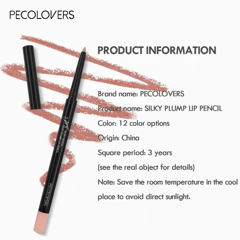 Waterproof Matte Lipliner Pencil Red Contour Tint Lipstick Long Lasting Non-stick Cup Moisturising Lips Makeup 12 Colors - Image 2