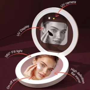 2.8-Inch Display Portable Makeup Mirror Mini Smart Sunscreen Makeup Mirror LED Sunscreen Detection Makeup Mirrors