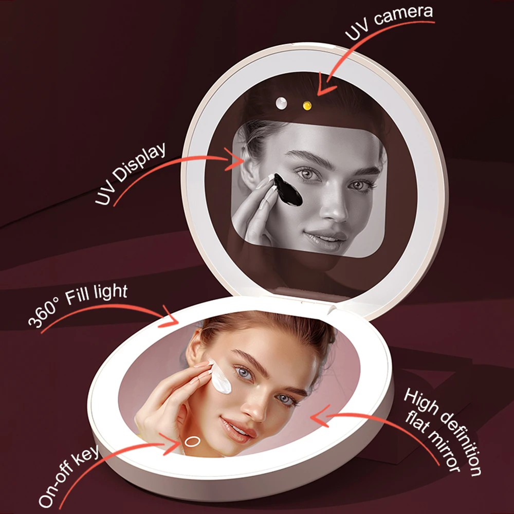 2.8-Inch Display Portable Makeup Mirror Mini Smart Sunscreen Makeup Mirror LED Sunscreen Detection Makeup Mirrors - Image 2