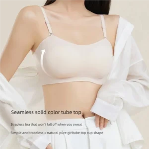 Strapless women’s no-scar, no-steel rims, top support, close-fitting bra, small breasts make larger, detachable shoulder straps