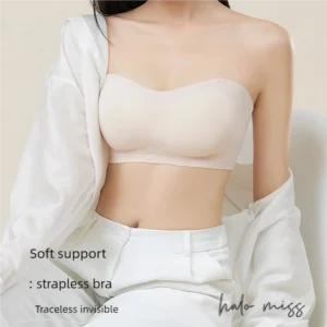 Strapless women’s no-scar, no-steel rims, top support, close-fitting bra, small breasts make larger, detachable shoulder straps