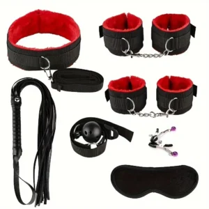 Sex Toy BDSM Kits Plush Bondage Set Handcuffs Sex Games Whip Gag Nipple Clamps Toys For Couples Exotic Accessories No Vibrator